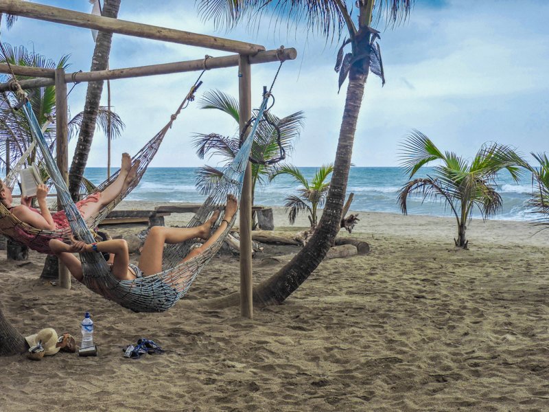 Hammocks at Costeno Beach Surf Camp Ecolodge, Colombia