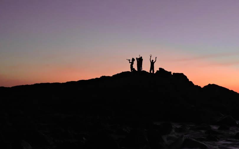 Band plays in shadows of sunset in Las Penitas  Nicaragua