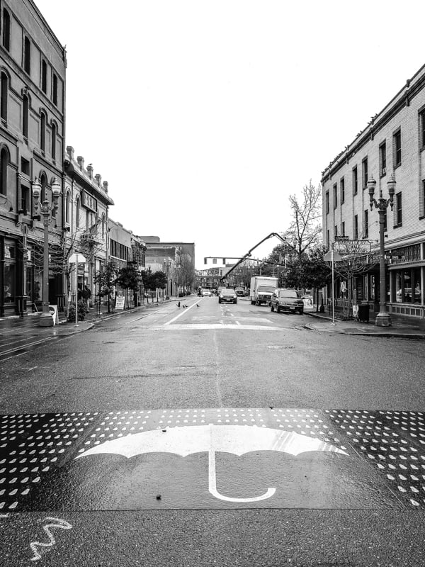 Rainy day outside ofThe Society Hotel Portland | Boutique Hotels