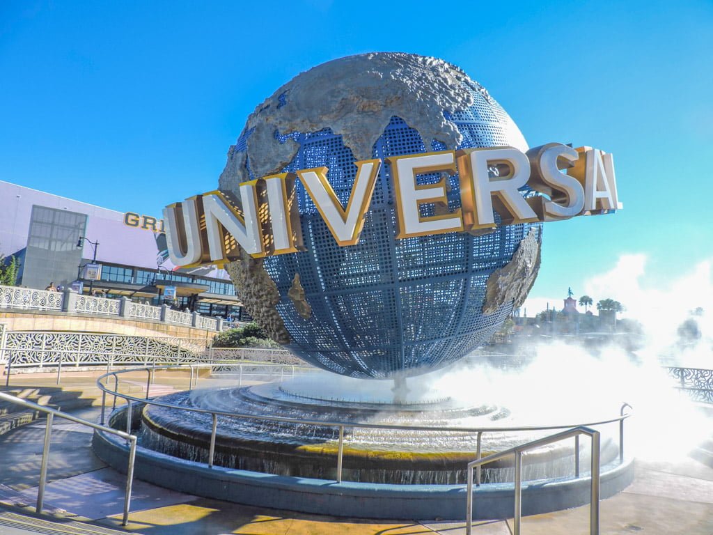 Universal Studios globe with smoke