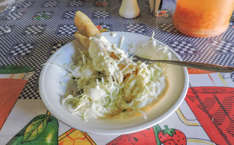 Plate of Nicaraguan tacos in Leon, Nicaragua