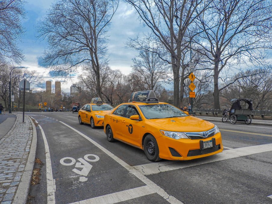 Yellow taxi Central Park New York