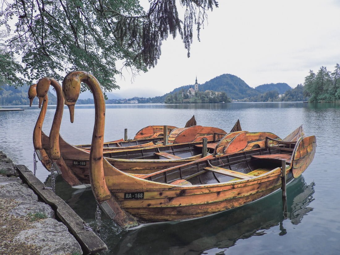 Lake Bled Boats shaped like swans