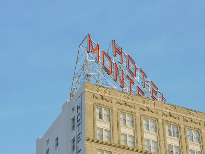 Hotel Monteleone sign against blue sky inNew Orleans_