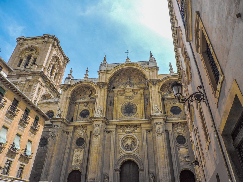 Blue skies over Cathedral Granada Spain 