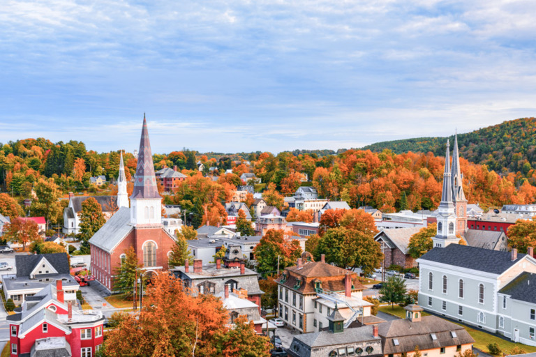 Montpelier Vermonth skyline with fall colors