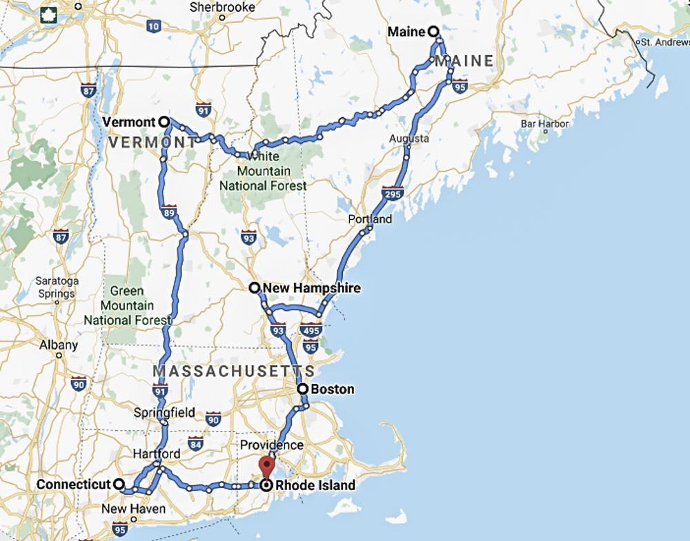 New England Road Trip Itinerary Map