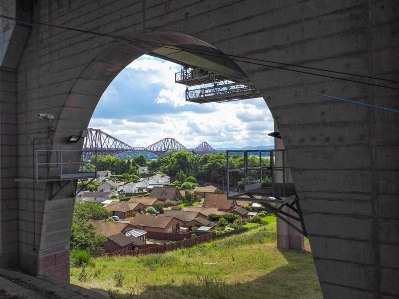 Forth Rail Bridge from under railway arch in North Queensferry