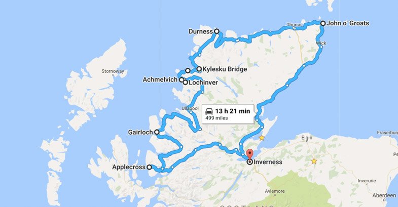 North Coast 500 Itinerary Route