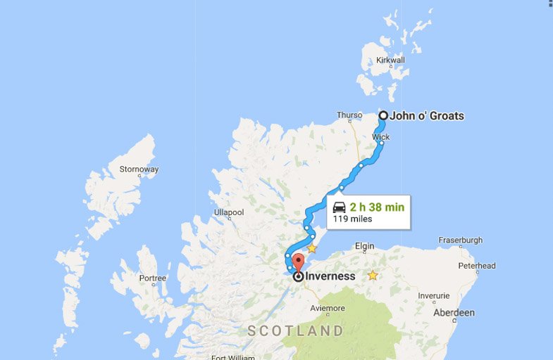 North Coast 500 Itinerary Route John o Groats to Inverness