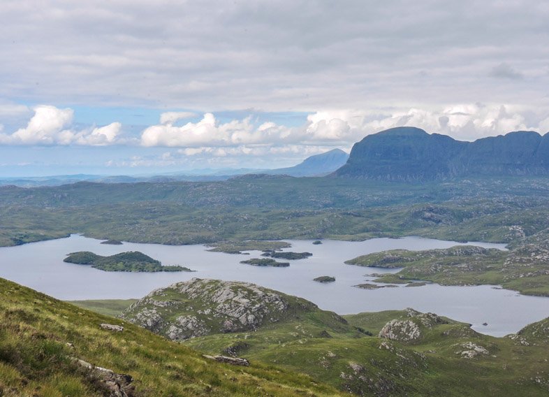 Stunning views from Stac Pollaidh hill in Ullapool on the North Coast 500 in Scotland