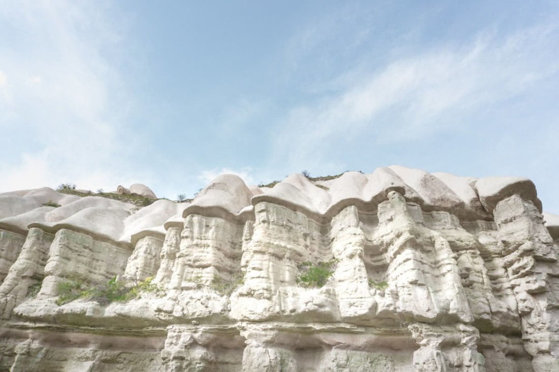 White rocks pointing up at Pigeon Valley in Cappadocia Turkey