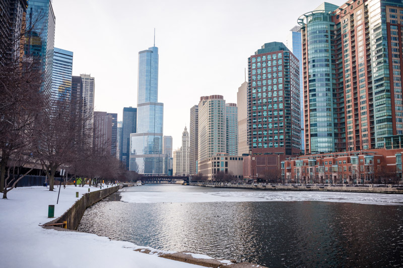 Chicago Christmas Winter December Skyline Snow