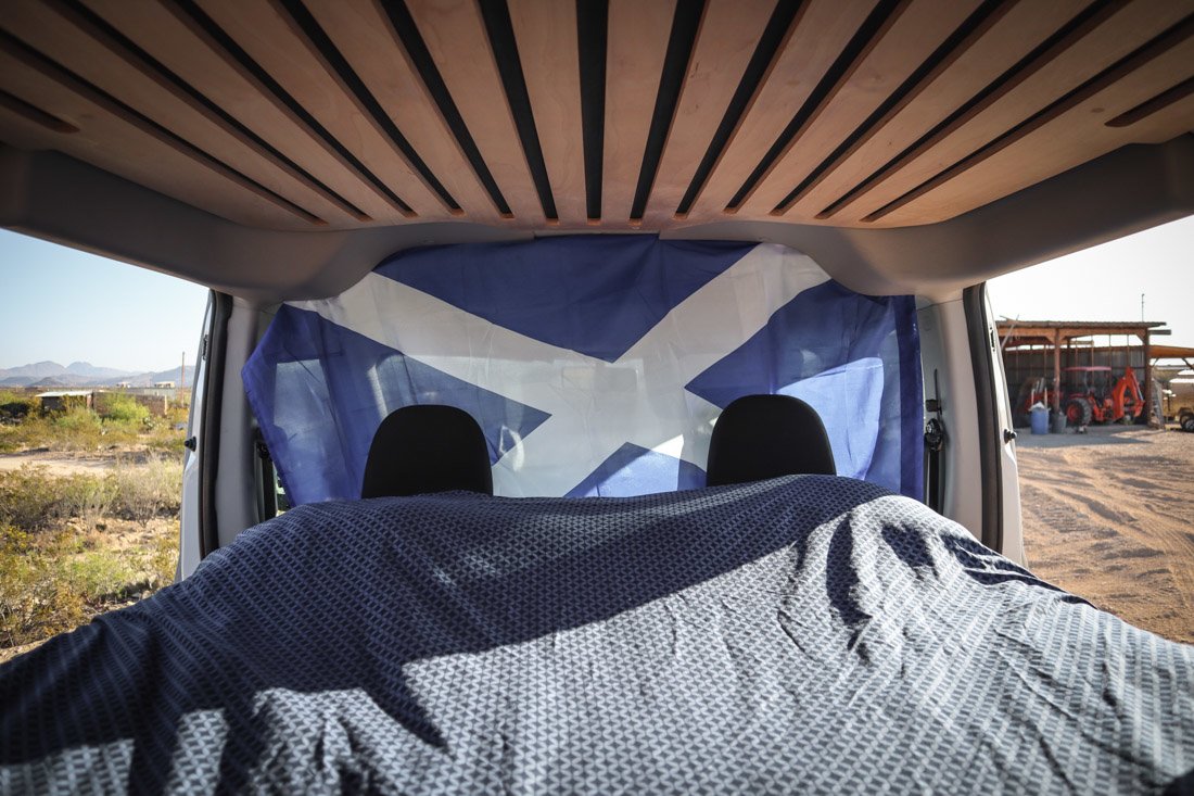 Camper van with Saltire flag
