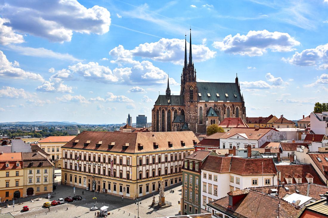 Brno old town and Cathedral of St. Peter and Paul in Brno, Czech Republic