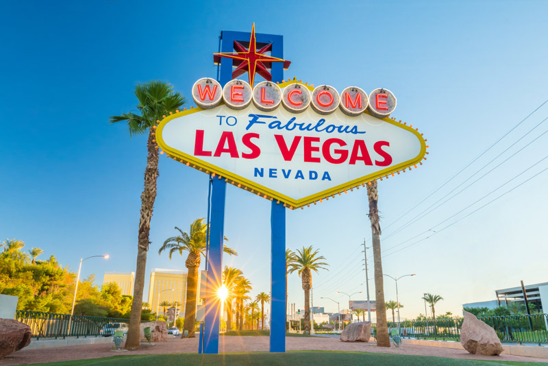 Las Vegas sign blue skies