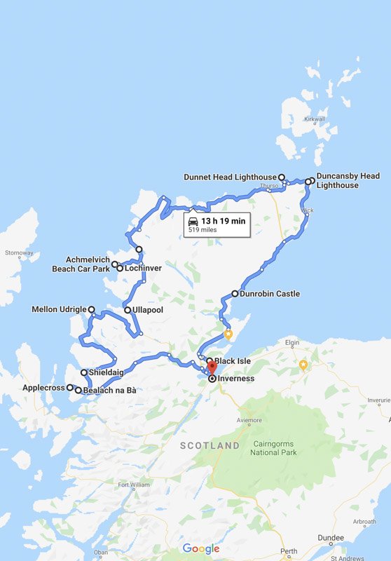 North Coast 500 Map NC500 route Scotland