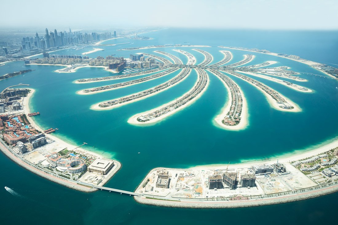 Palm Islands with blue oceanDubai