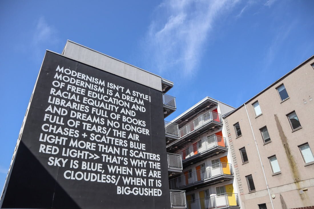 Robert Montgomery poem on wall Nuart Aberdeen_