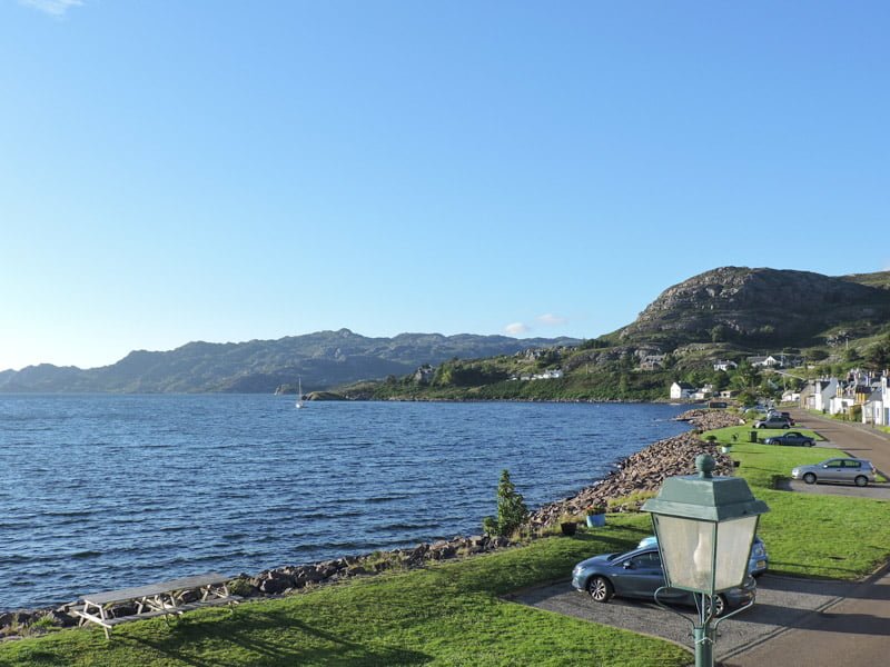 Shieldaig, Scotland, village, sea, cars, houses_