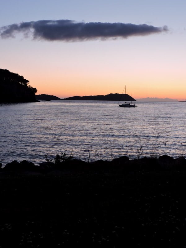 Sunset, boat, Shielding, Scotland, sea, island