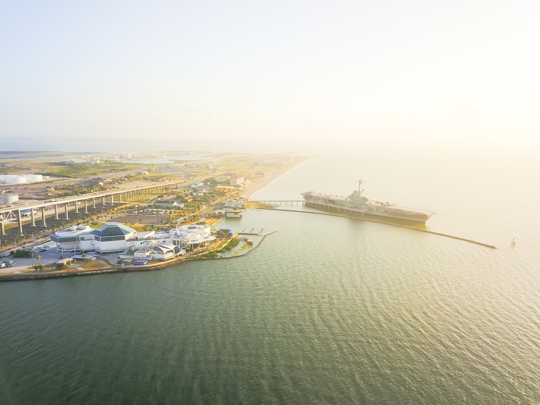 Aerial-view-North-Beach-in-Corpus-Christi-Texas-USA