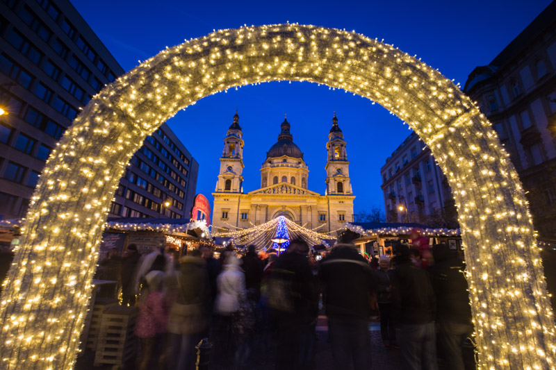 Budapest Christmas Market in front of St Stephens Bascillica