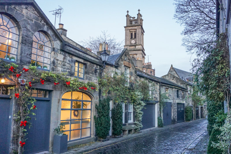 Circus Lane Edinburgh News at Christmas with decorations_