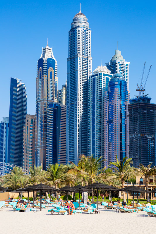 Dubai beach with skyline