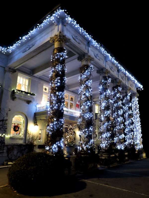 Hycroft House at Christmas with lights, Vancouver_