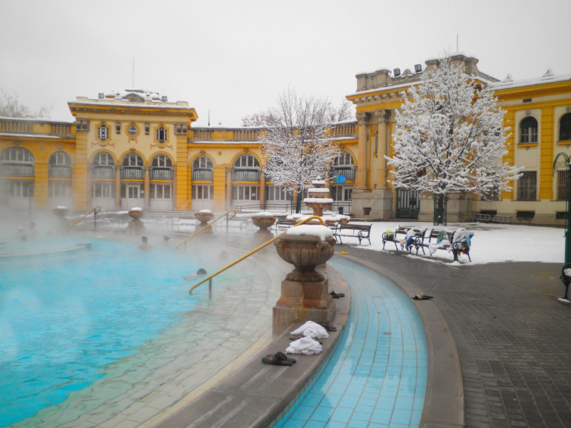 Szechenyi Baths Snow Budapest