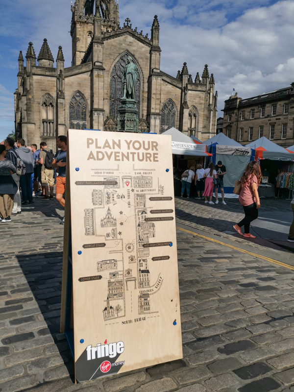 Edinburgh Fringe sign on Royal Mile_