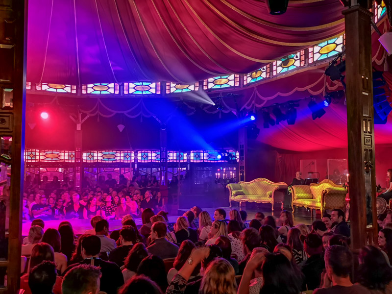 Spiegeltent Edinburgh Fringe with crowds_