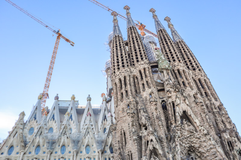 Blue skies and construction around La Sagrada Familia Barcelona Attractions