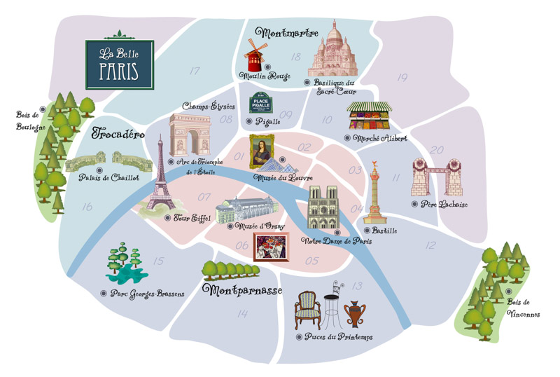 Paris Arrondissement Map Districts in Paris