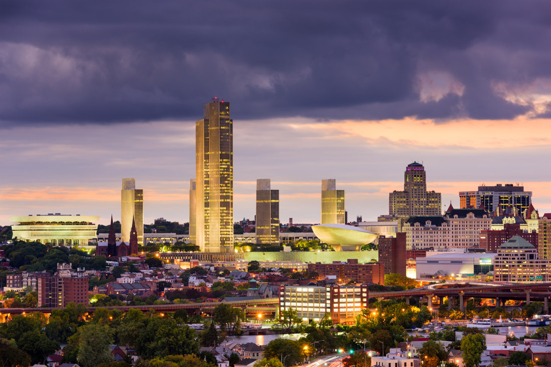 Night view of Albany New York