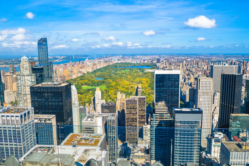 Beautiful skyline of Central Park and New York city from Rockefeller Observatory - Top of the Rock - New York, USA