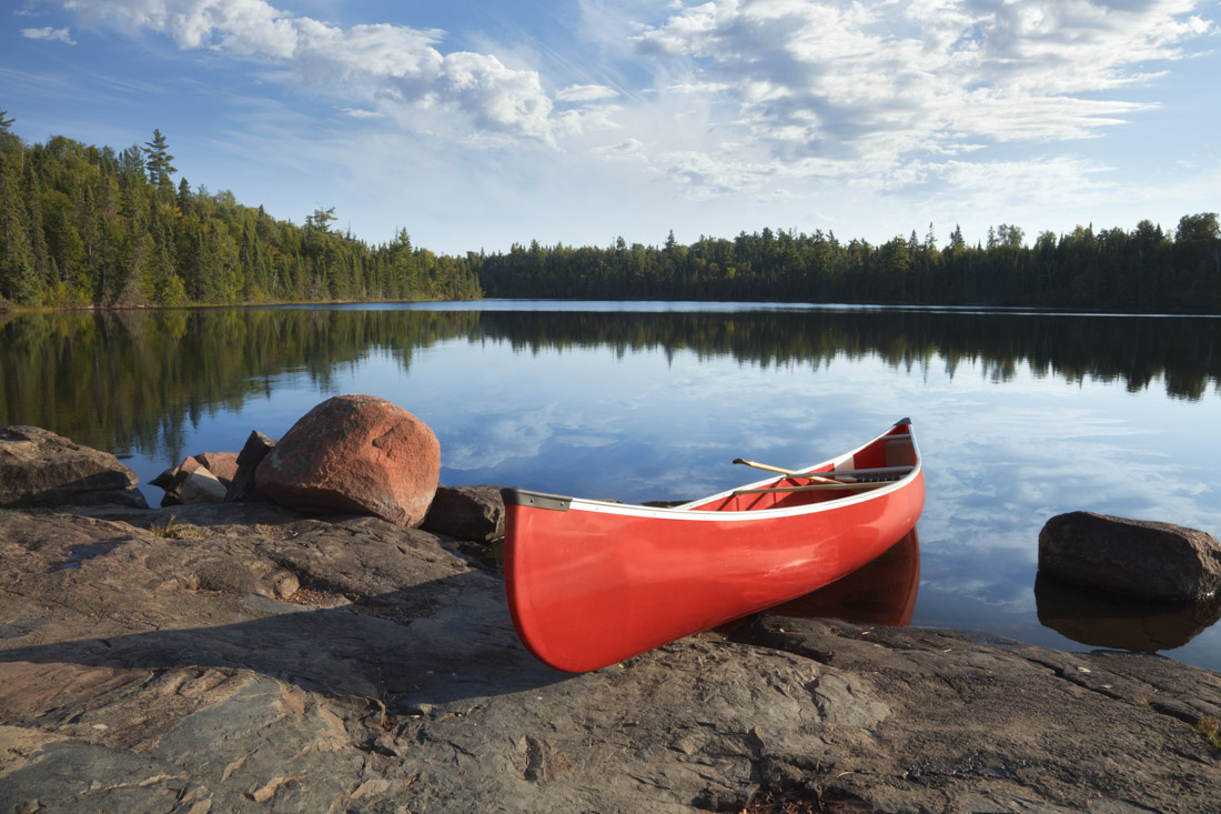 canoe on the edge of Boundary Waters in Minnesota