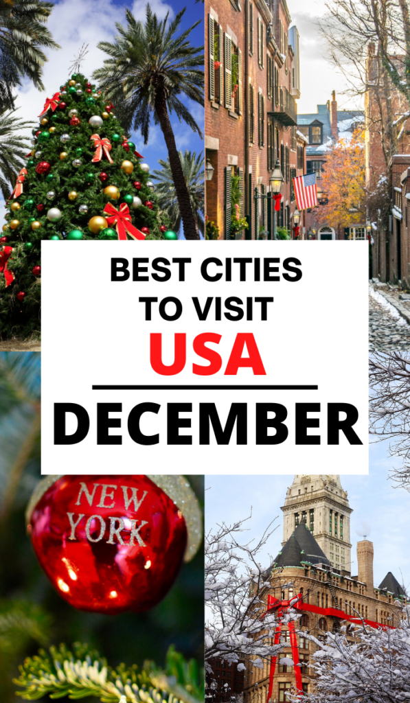 Best Cities to visit USA December for Christmas shopping, festive lights, food, drink and to get merry! Whether you a looking for a winter or urban fun, this guide details fun cities to visit this winter.