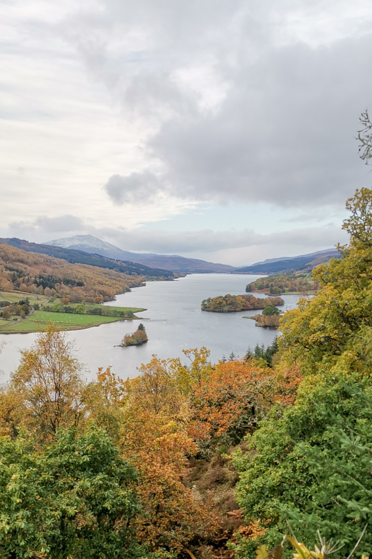 Fall colors Queens View in Perthshire Scotland