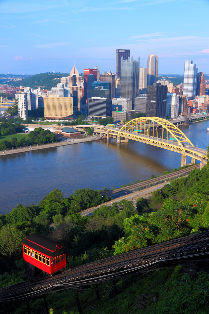 Pittsburgh-Pennsylvania skyline with bridge and water