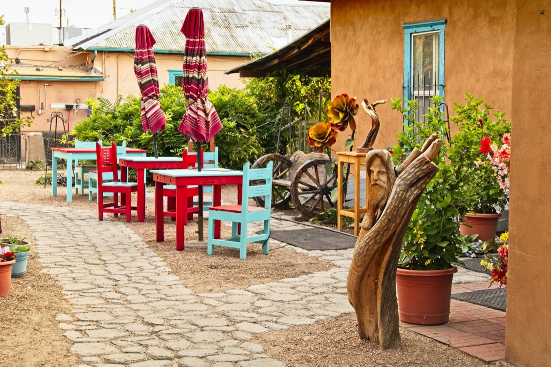 A cozy backyard patio in Old Town Albuquerque