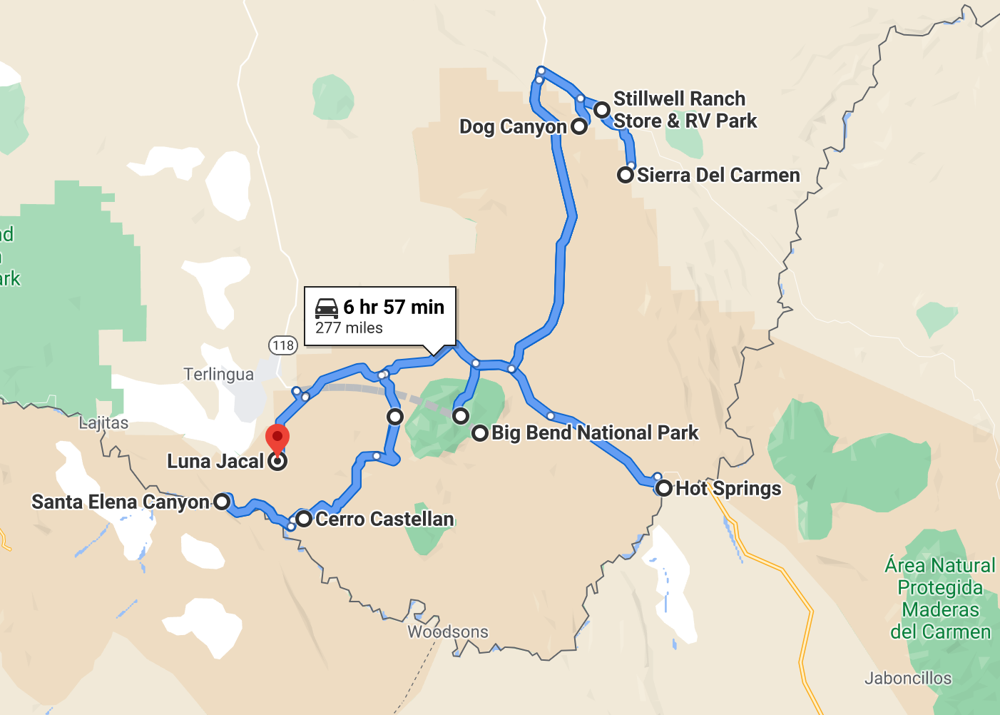 Big Bend Attractions Map