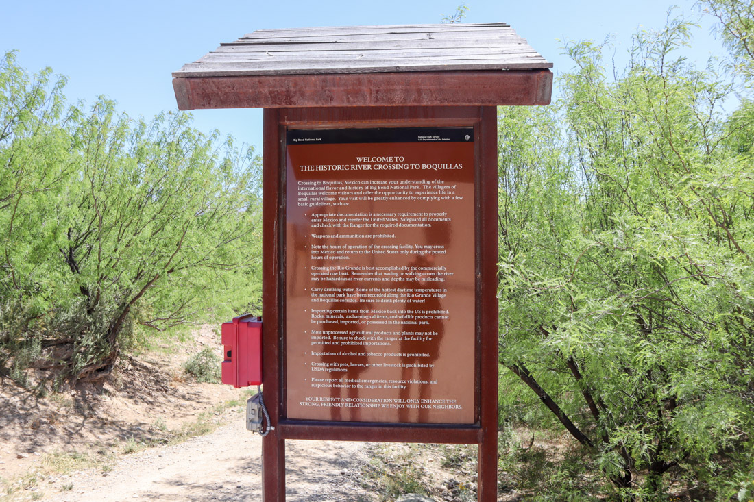 Big Bend National Park Boquillas Crossing Sign