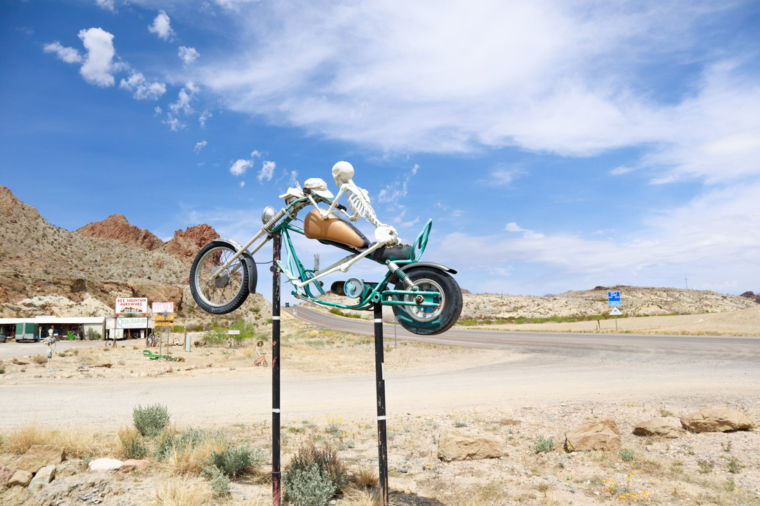 Terlingua Ghost Town Skeleton on Bike Texas