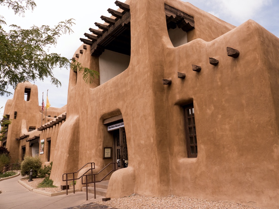 Typical architecture of Santa Fe the State Capital of New Mexico USA