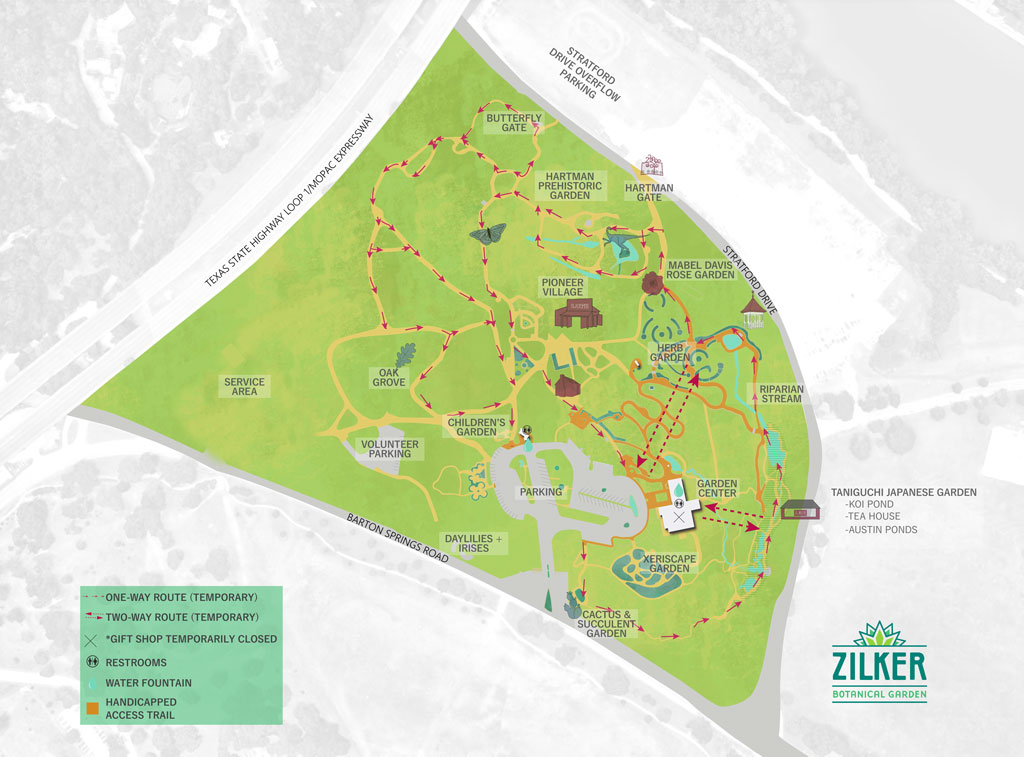 Zilker Botanical Gardens Austin Map