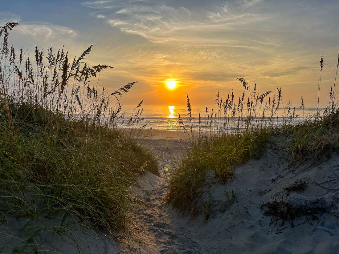 Intense sunrise at Gull Cry Beach Access Sunrise Dune Avon Outer Banks 