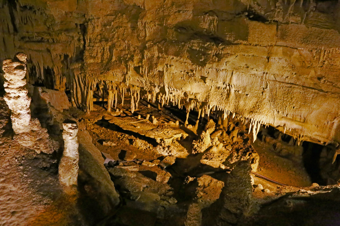Stalag tights hang down at Mammoth Cave National Park