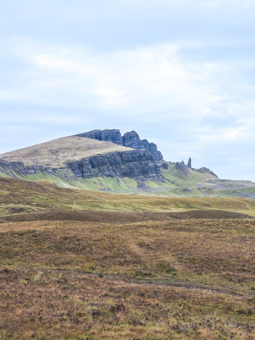 Misty sky over Old Man of Storr Isle of Skye in Scotland